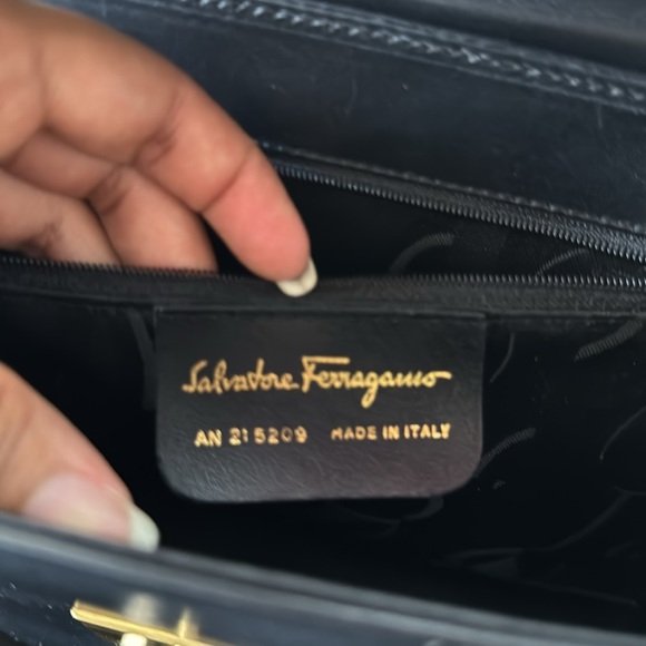 Salvatore Ferragamo Black Leather Handbag, Gold Hardware, free LV lock & key - Picture 12 of 16
